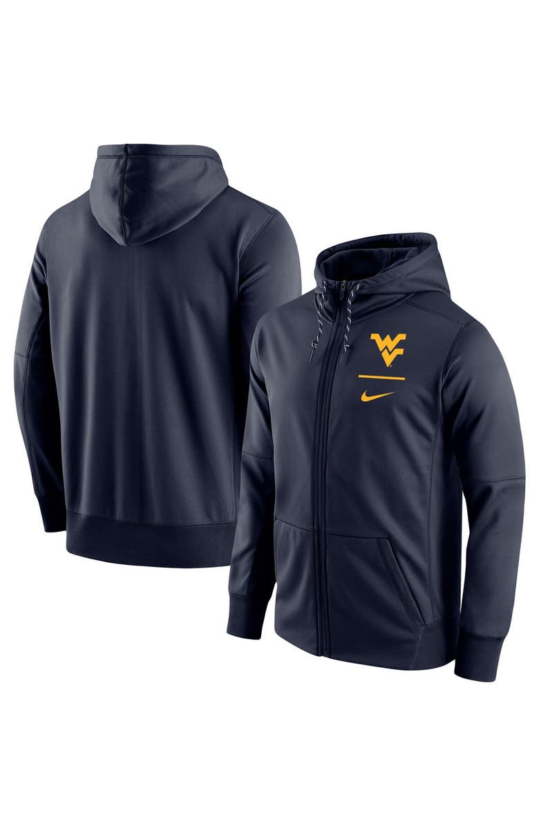 Nike Men's Nike Navy West Virginia Mountaineers Logo Stack Performance Full-Zip Hoodie, Main, color,