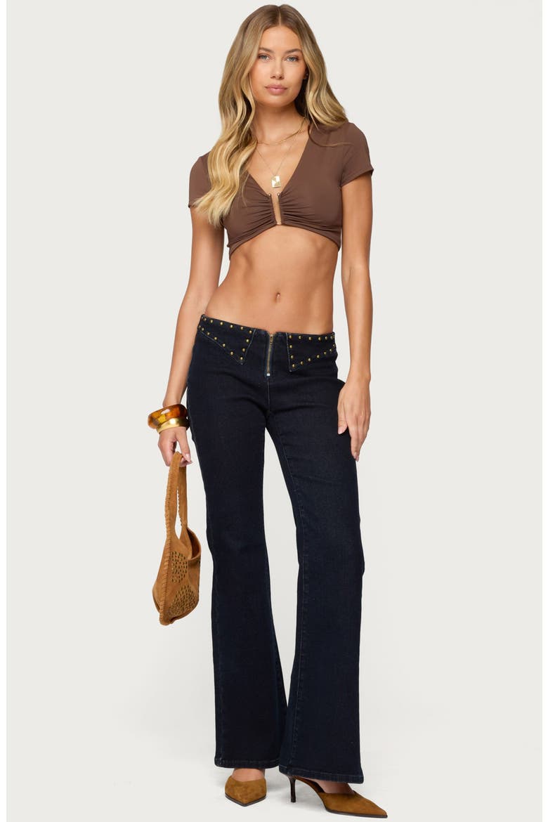 Jazzi U-Ring Crop Top, Alternate, color, BROWN