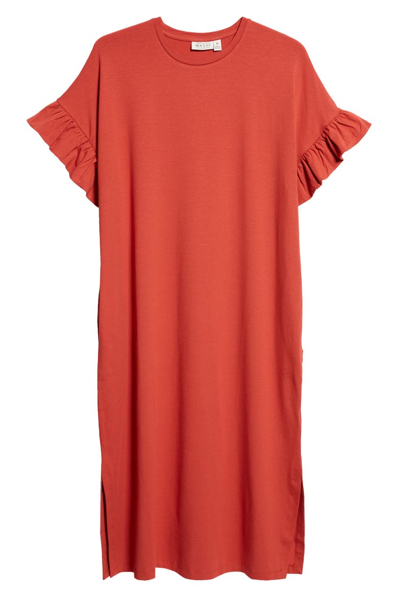 Nali Ruffle Sleeve Dress, Alternate, color, TANDOORI