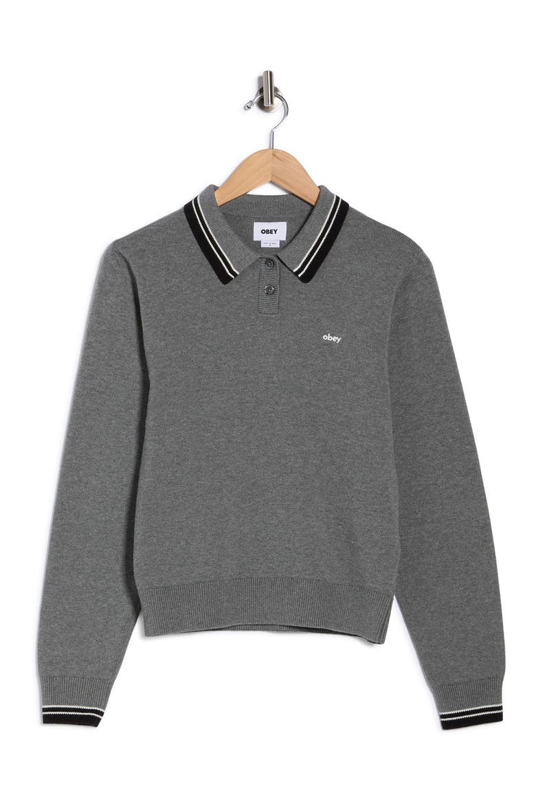Goalie Cotton Polo Sweater, Alternate, color, GREY HEATHER