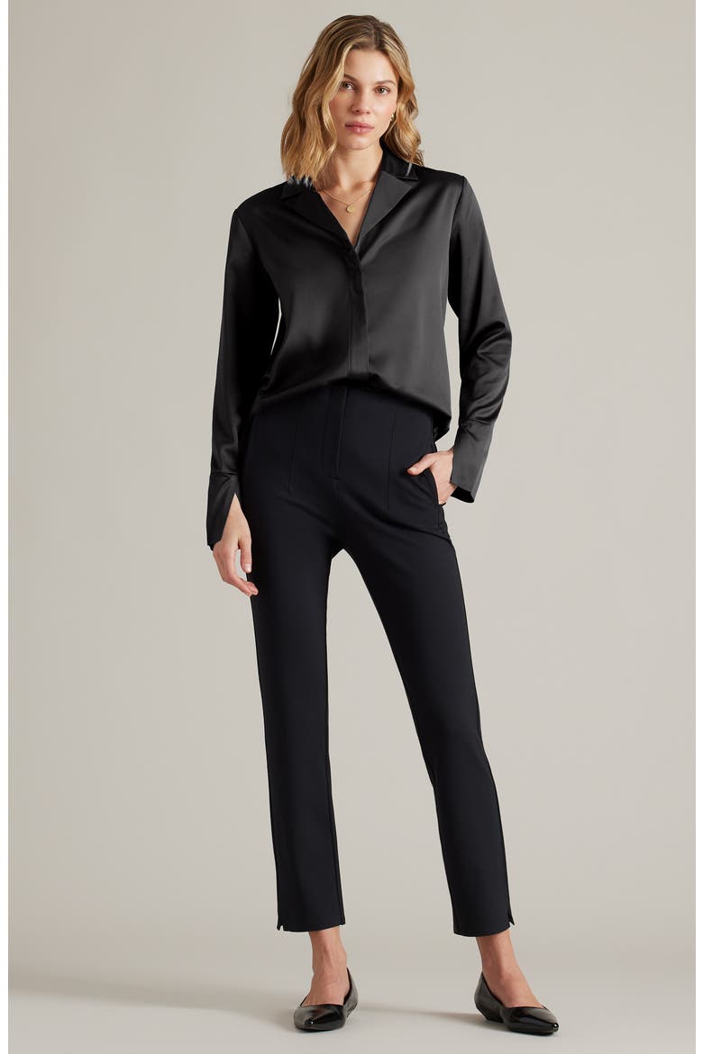 Notch Collar Party Blouse, Alternate, color, BLACK