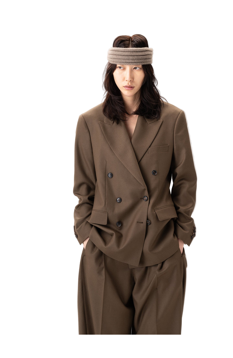 Gobi Cashmere Double-Breasted Cashmere Suit Blazer, Main, color, Sepia