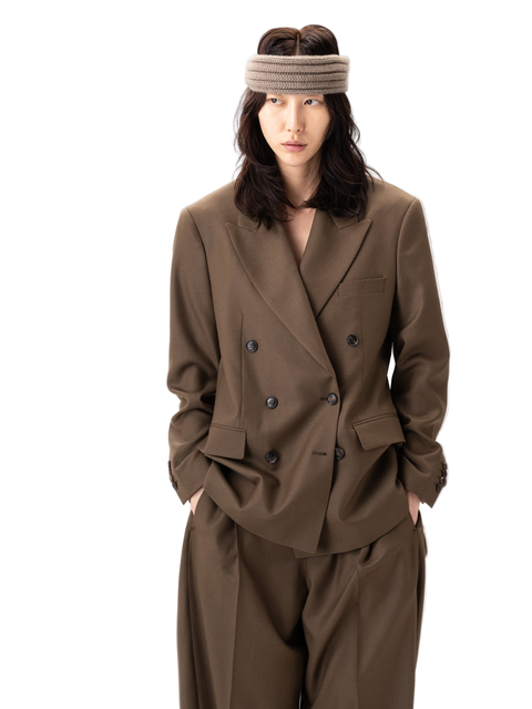 Double-Breasted Cashmere Suit Blazer