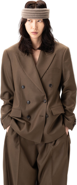 Gobi Cashmere Double-Breasted Cashmere Suit Blazer