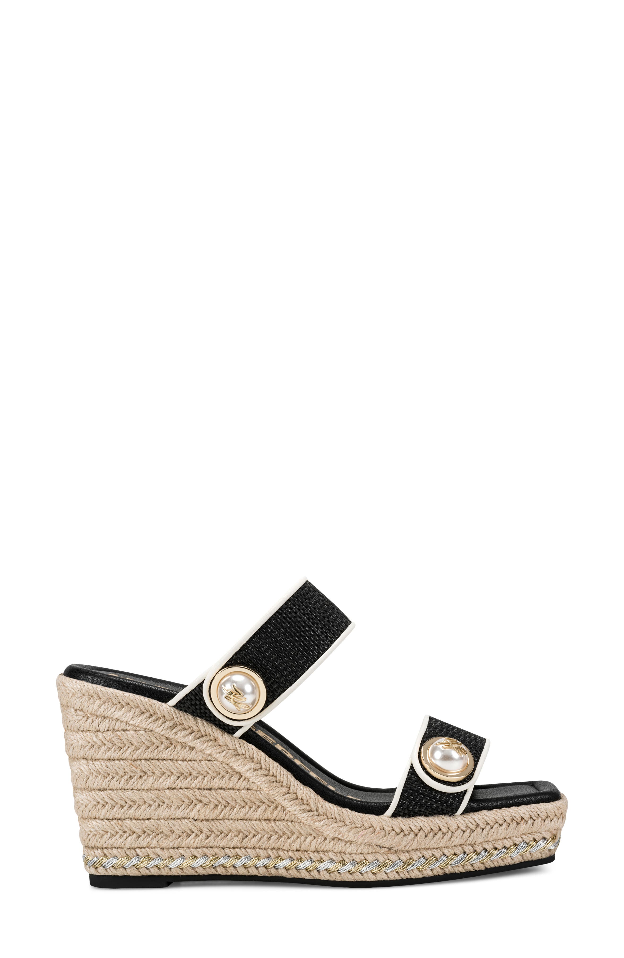 KARL LAGERFELD PARIS Carsen Double Band Espadrille Sandal, Alternate, color, Black/ Cream
