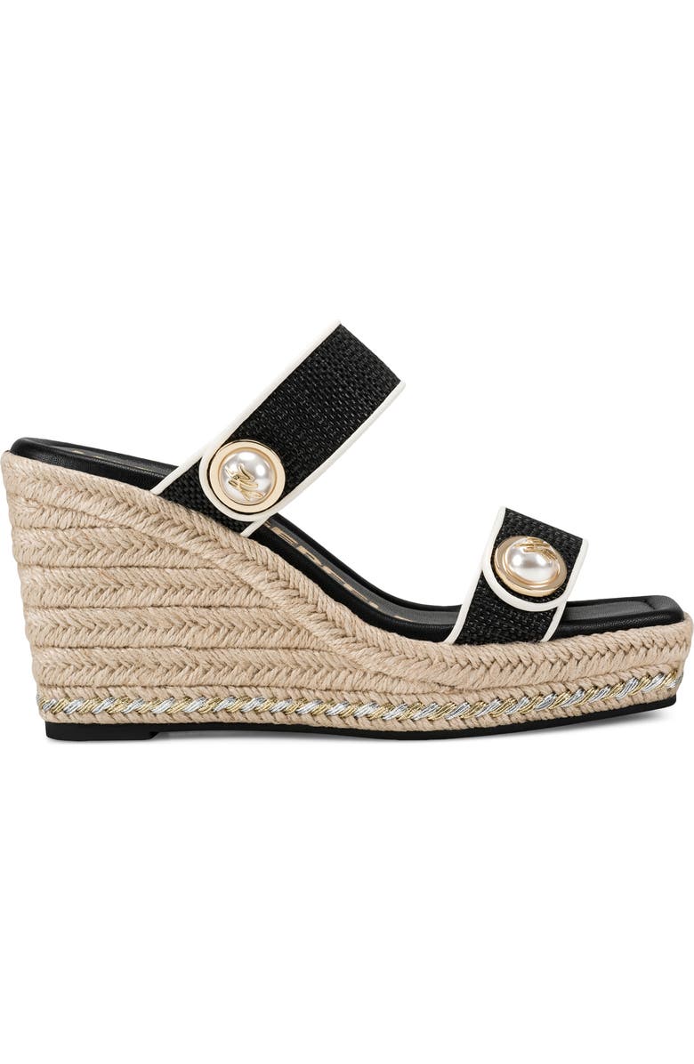KARL LAGERFELD PARIS Carsen Double Band Espadrille Sandal, Alternate, color, Black/ Cream