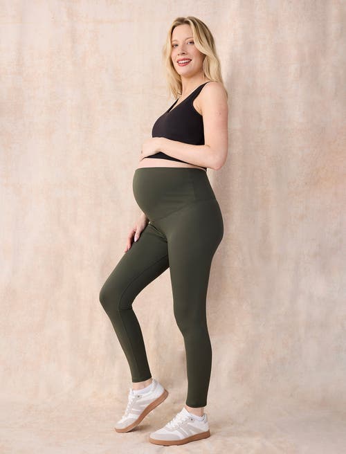 Motherhood Maternity Active Over The Belly Maternity Leggings In Green