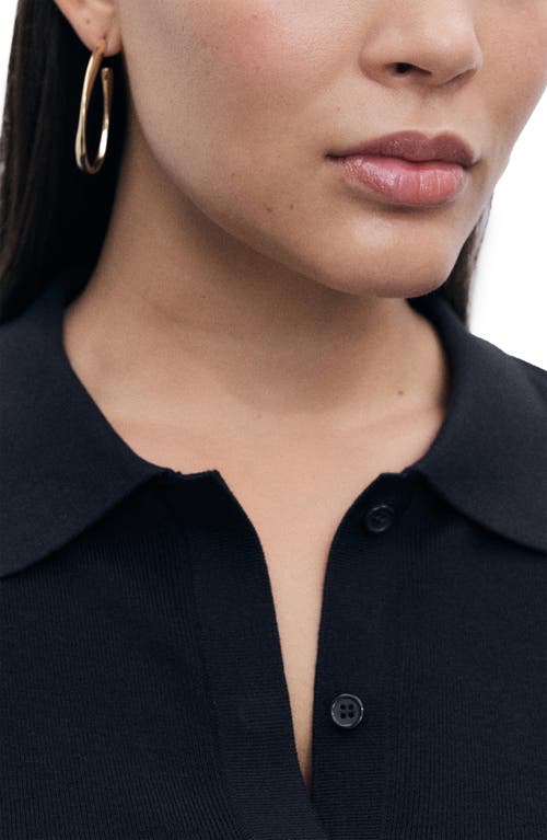 Mango Short-sleeved Polo-neck Sweater Navy In Black