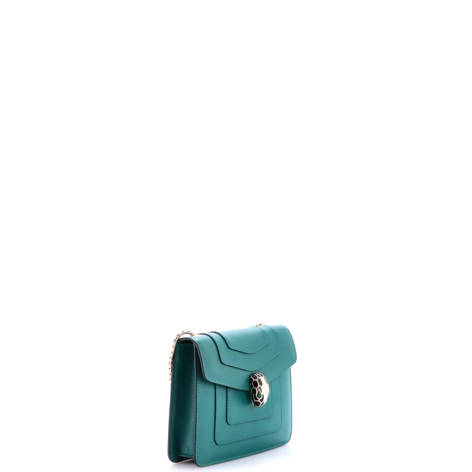 Serpenti Forever Square Shoulder Bag Leather Small, Alternate, color, Green