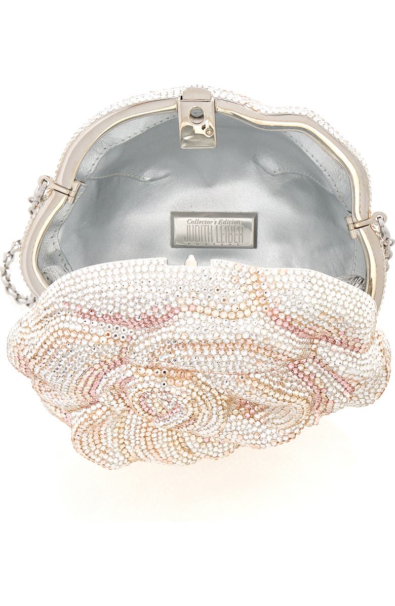 JUDITH LEIBER COUTURE Rose Crystal Embellished Clutch, Alternate, color, Silver Blush Multi