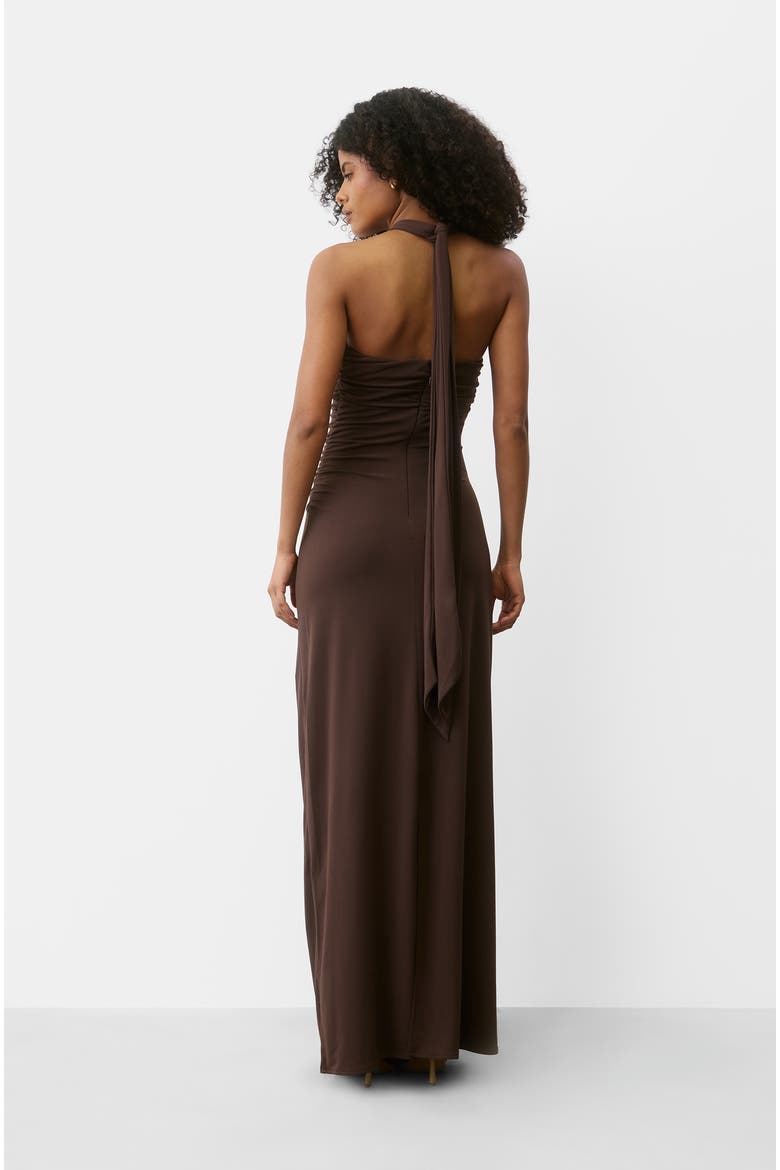 Halter Neck Sculpt Bridesmaid Dress, Alternate, color, Chocolate
