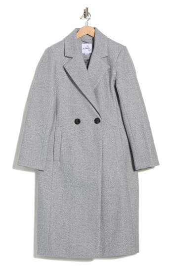 Sam Edelman Plaid Double Breasted Coat In Gray