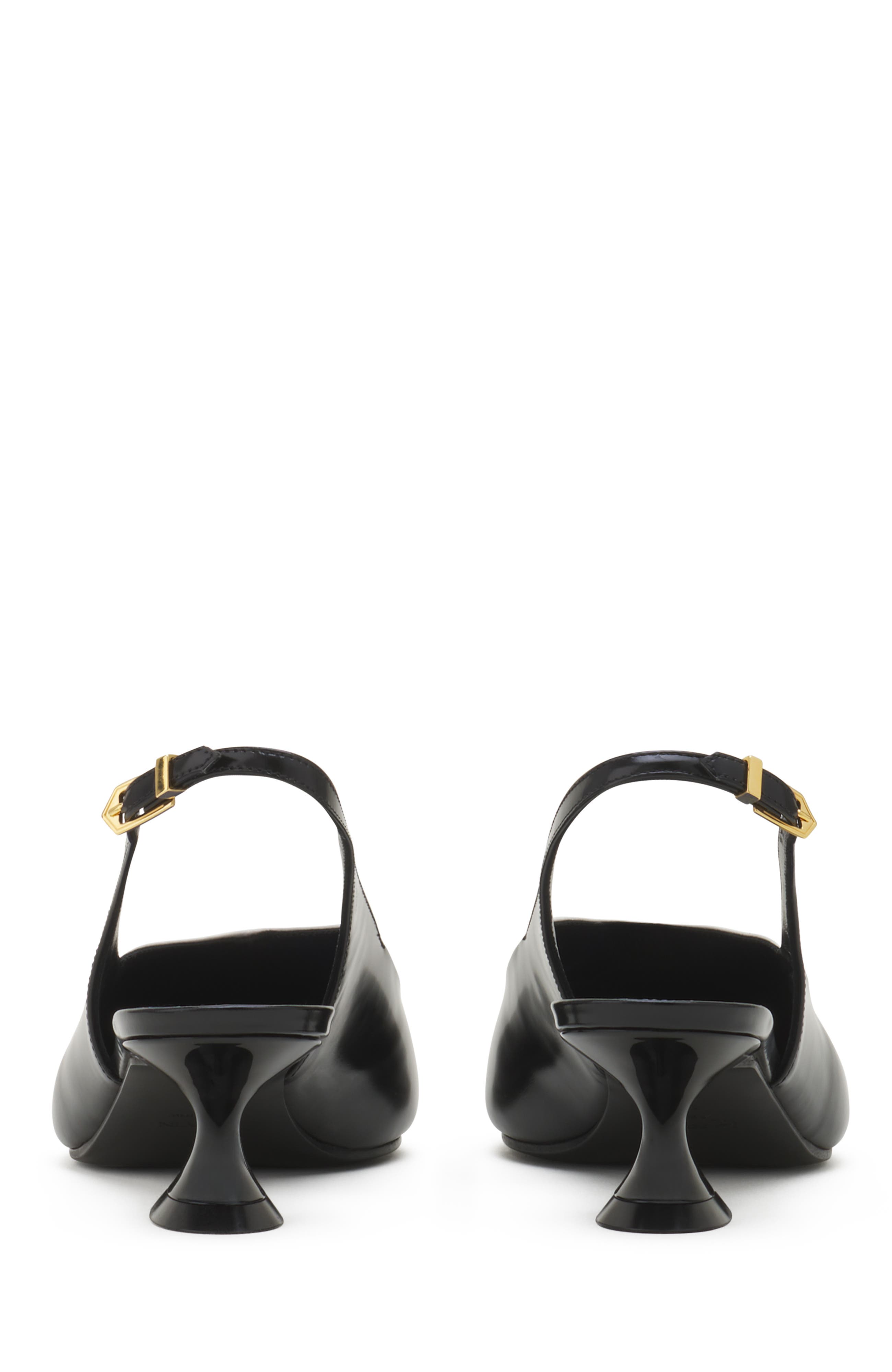 Serenade Slingback In Leather, Alternate, color, Black/White
