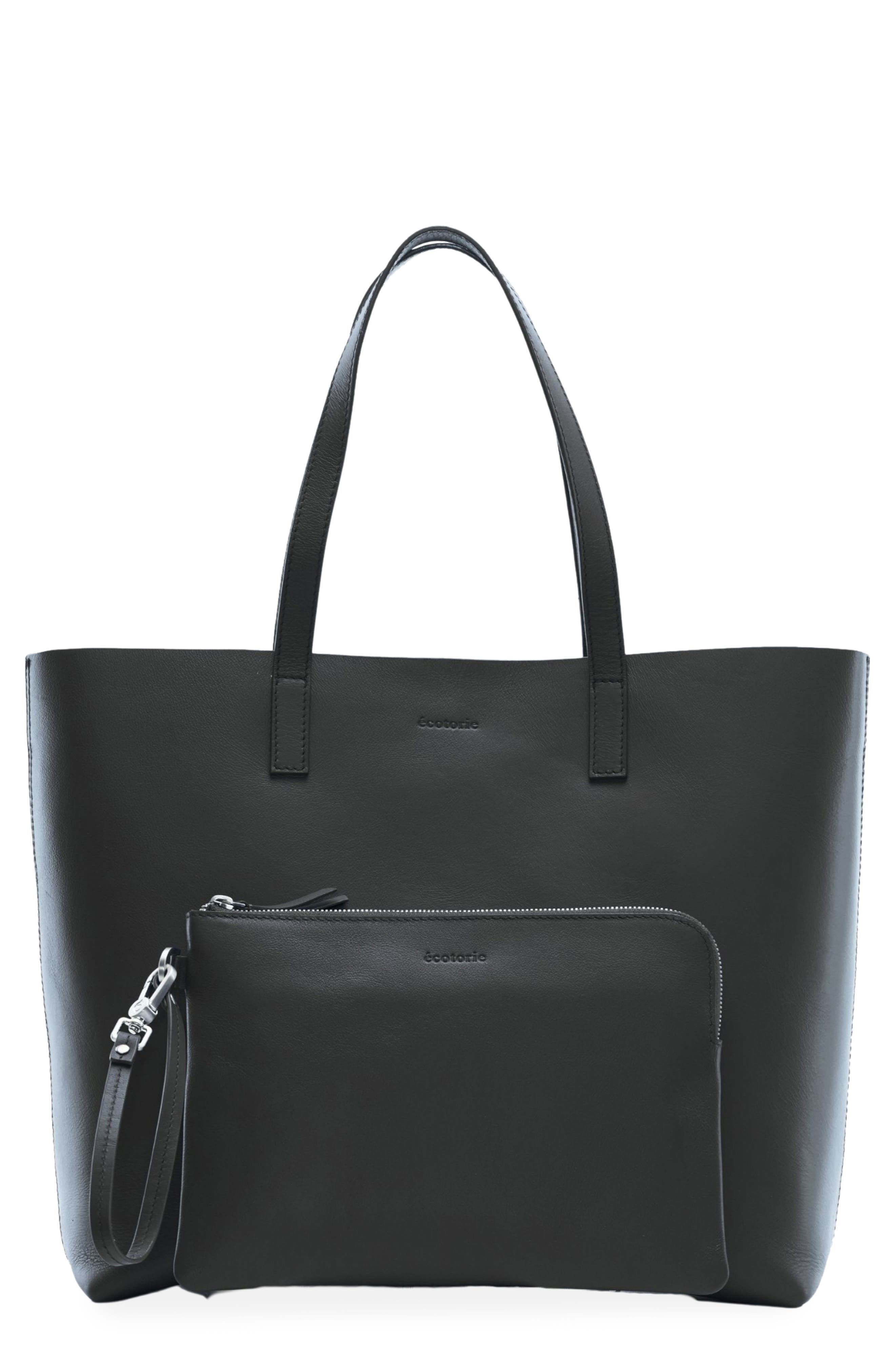 Ecotorie Agatha Leather Tote, Main, color, Black