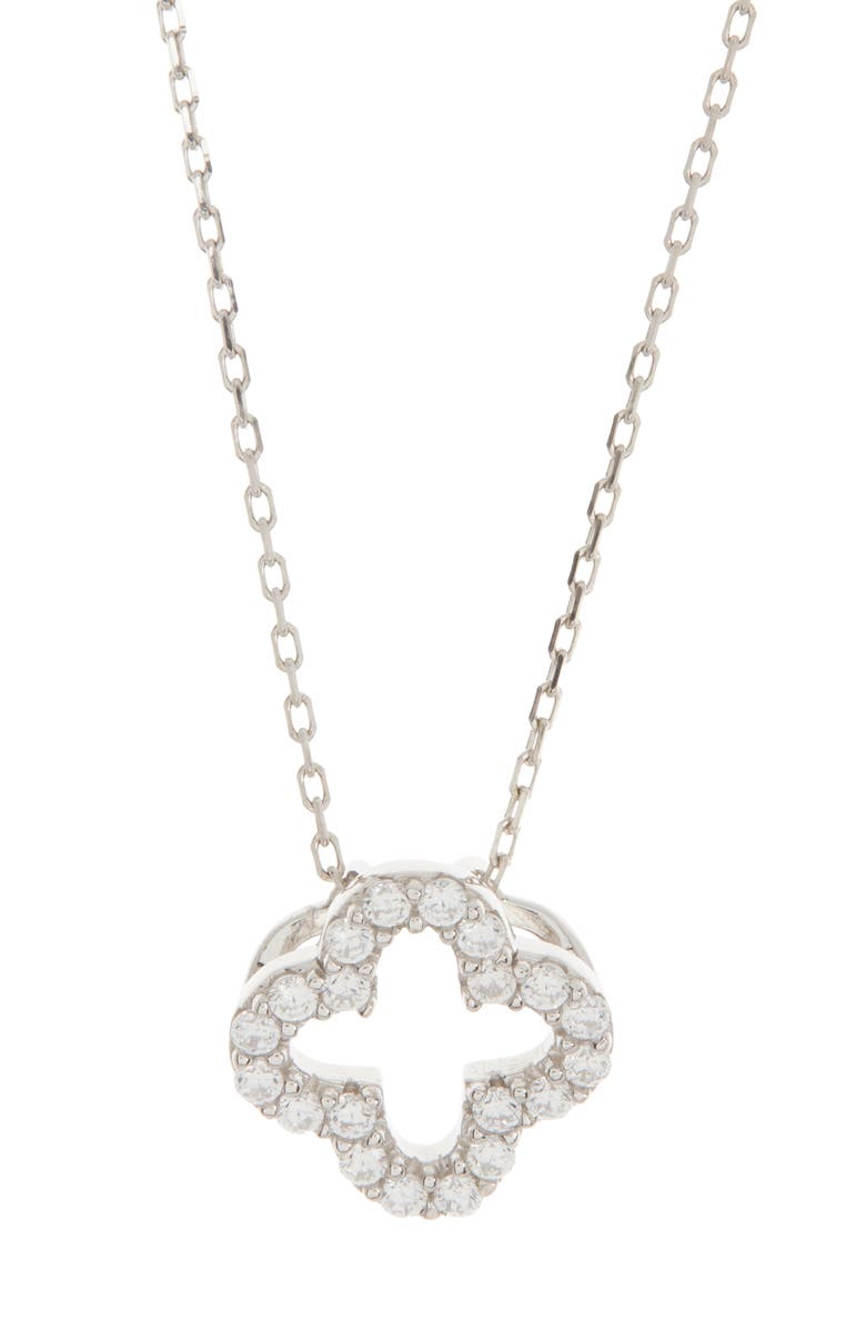 SUZY LEVIAN Sterling Silver CZ Clover Pendant Necklace, Alternate, color, 