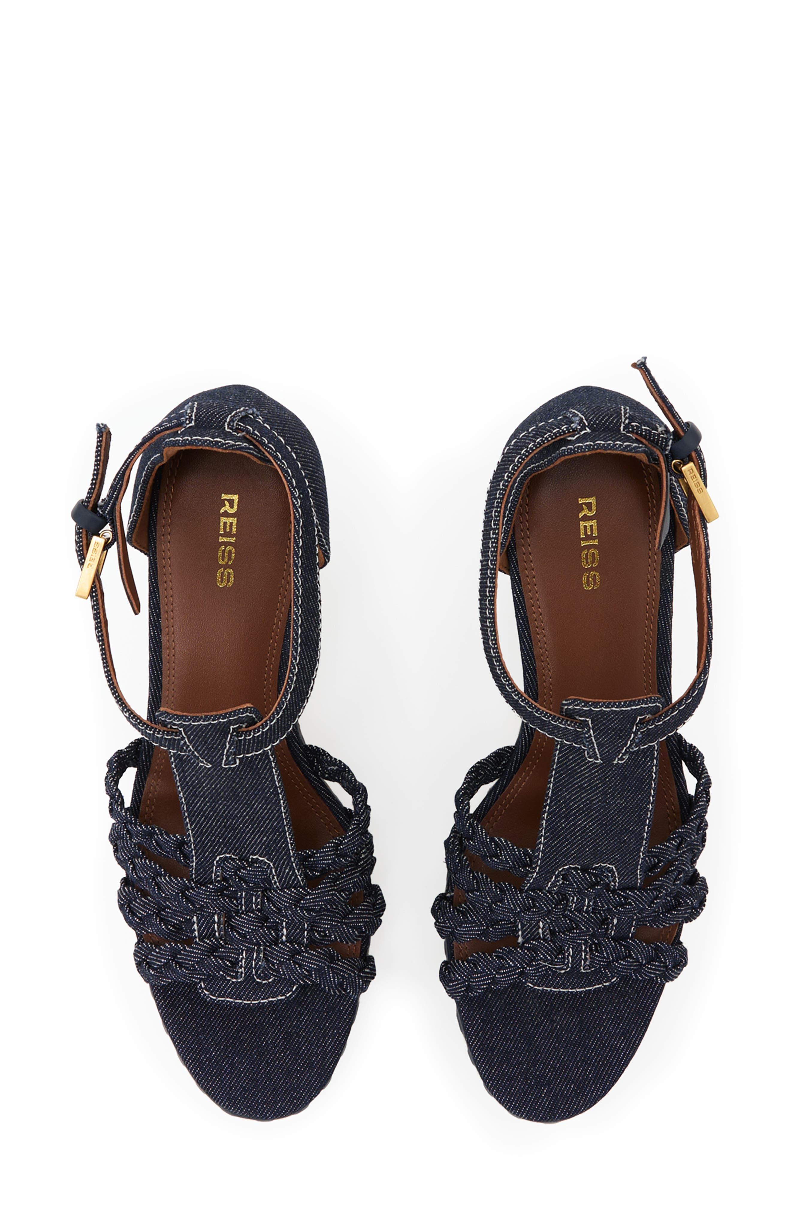 Frances Braided Wedge Ankle Strap Sandal, Alternate, color, BLUE