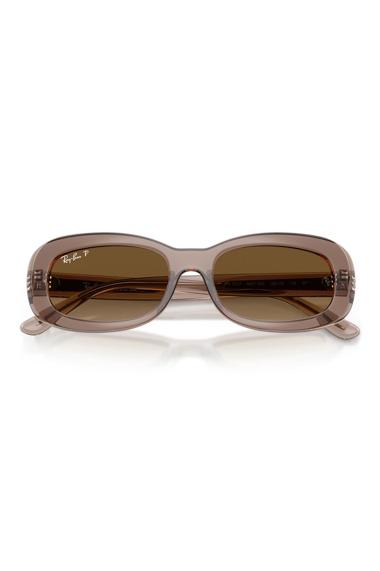 56mm Polarized Oval Sunglasses, Alternate, color, BEIGE