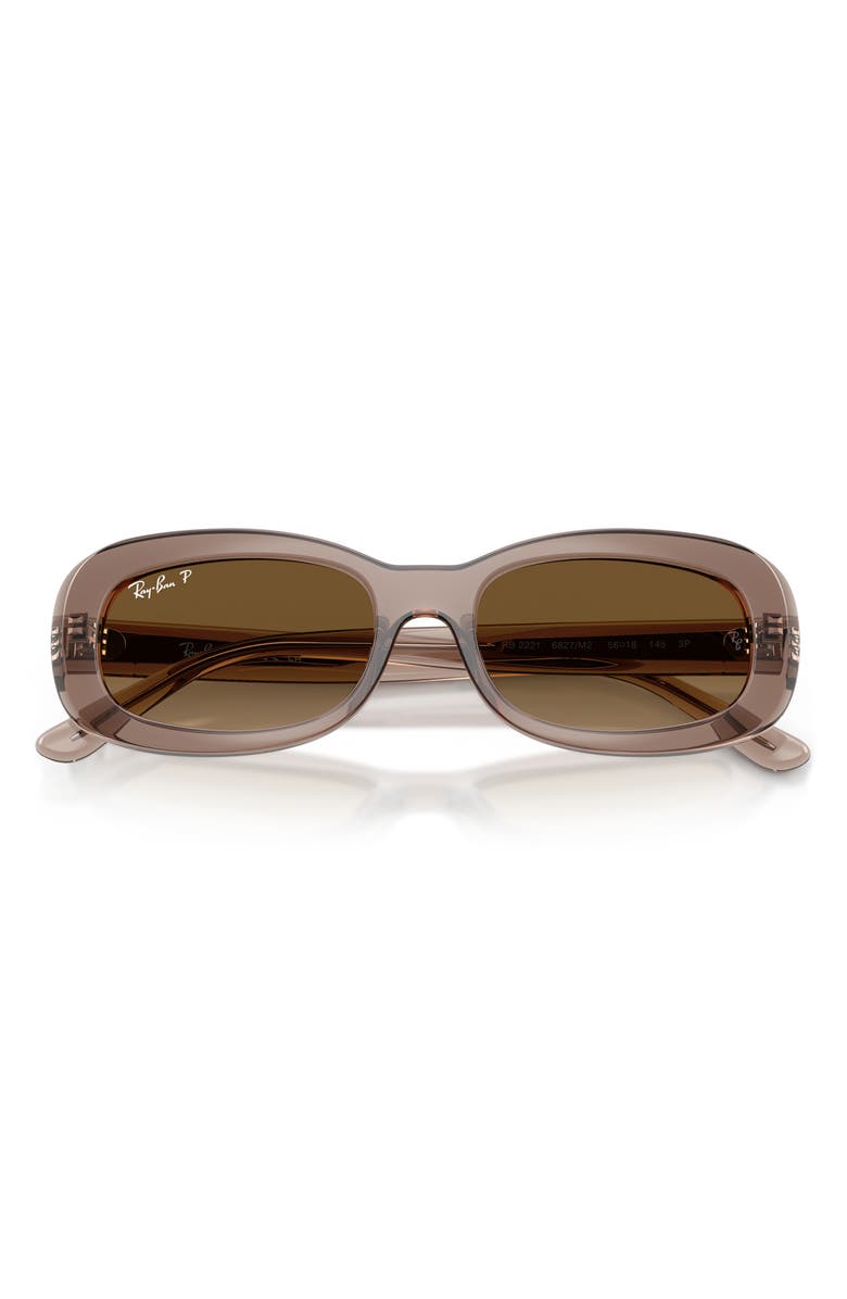 Ray-Ban 56mm Polarized Oval Sunglasses, Alternate, color, Beige