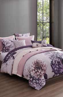 Bebejan Plum Petal Print 8-Piece Reversible Comforter Set