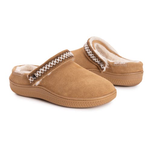 Muk Luks Quianna Luna Genuine Suede Clog Slipper In Brown