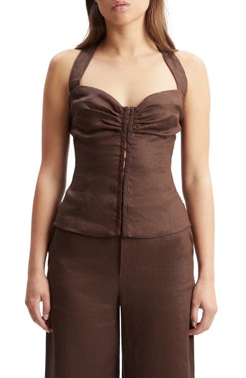 Rixton Smocked Linen Halter Top