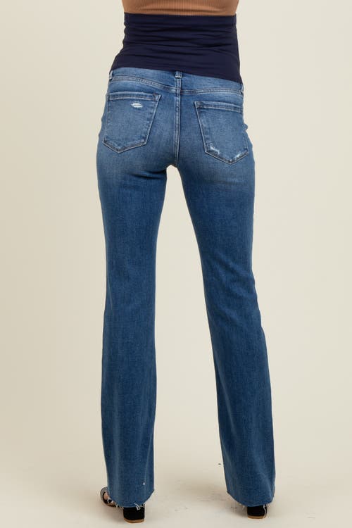 Pinkblush Distressed Raw Hem Maternity Bootcut Jeans In Nude