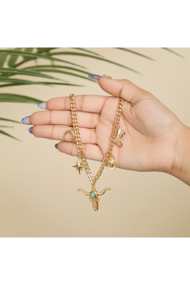 Celestial Charm Necklace, Alternate, color, Gold