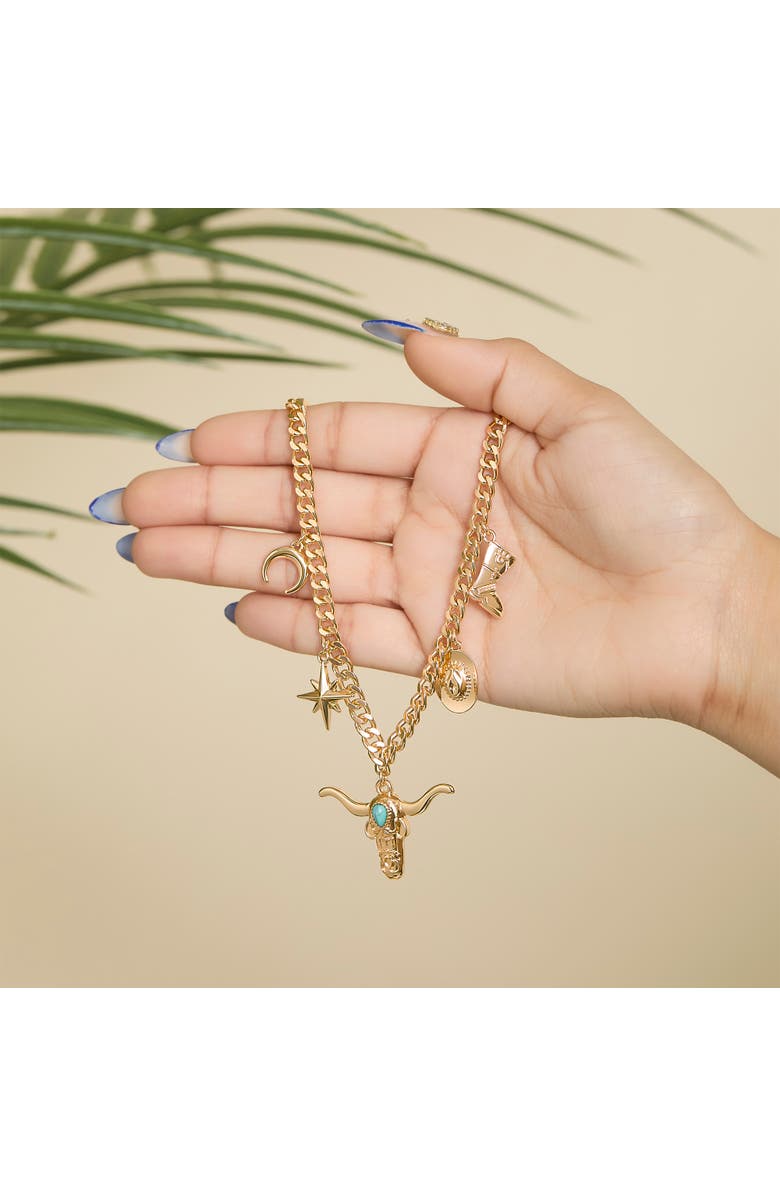 Jessica Simpson Celestial Charm Necklace, Alternate, color, Gold