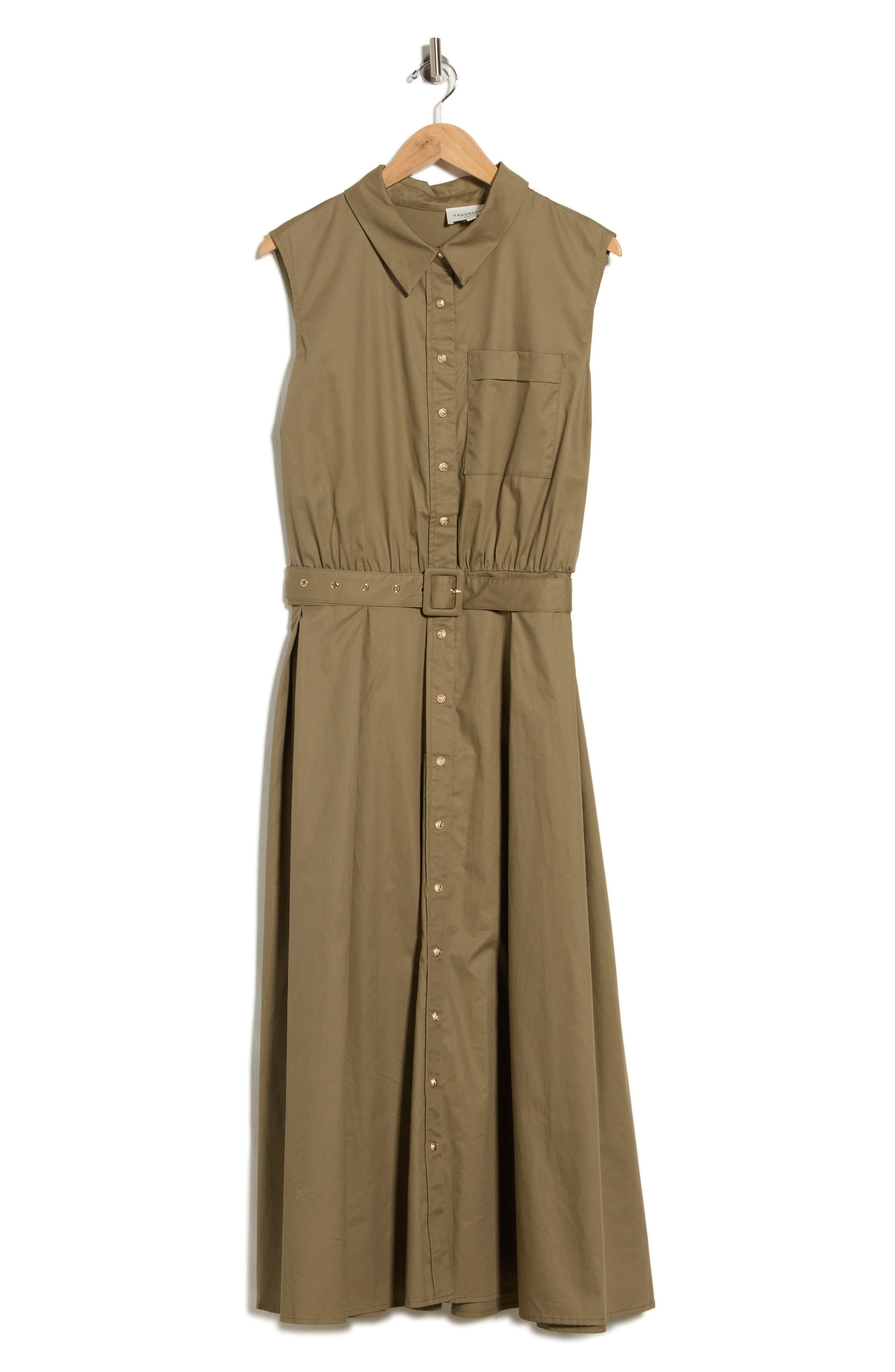Belted Button Down Midi Dress