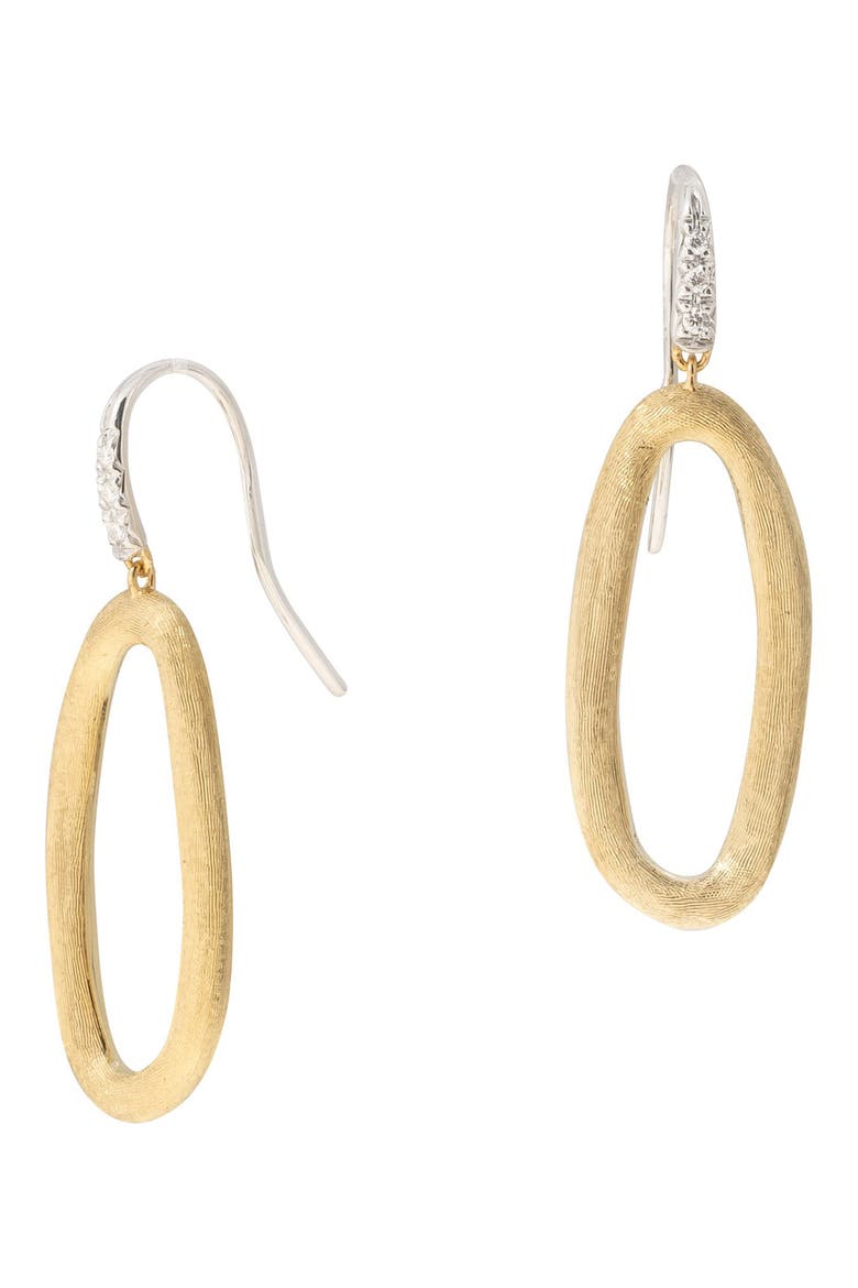 Jaipur Oval Link Diamond Hook Earrings, Main, color, YELLOW/ WHITE GOLD