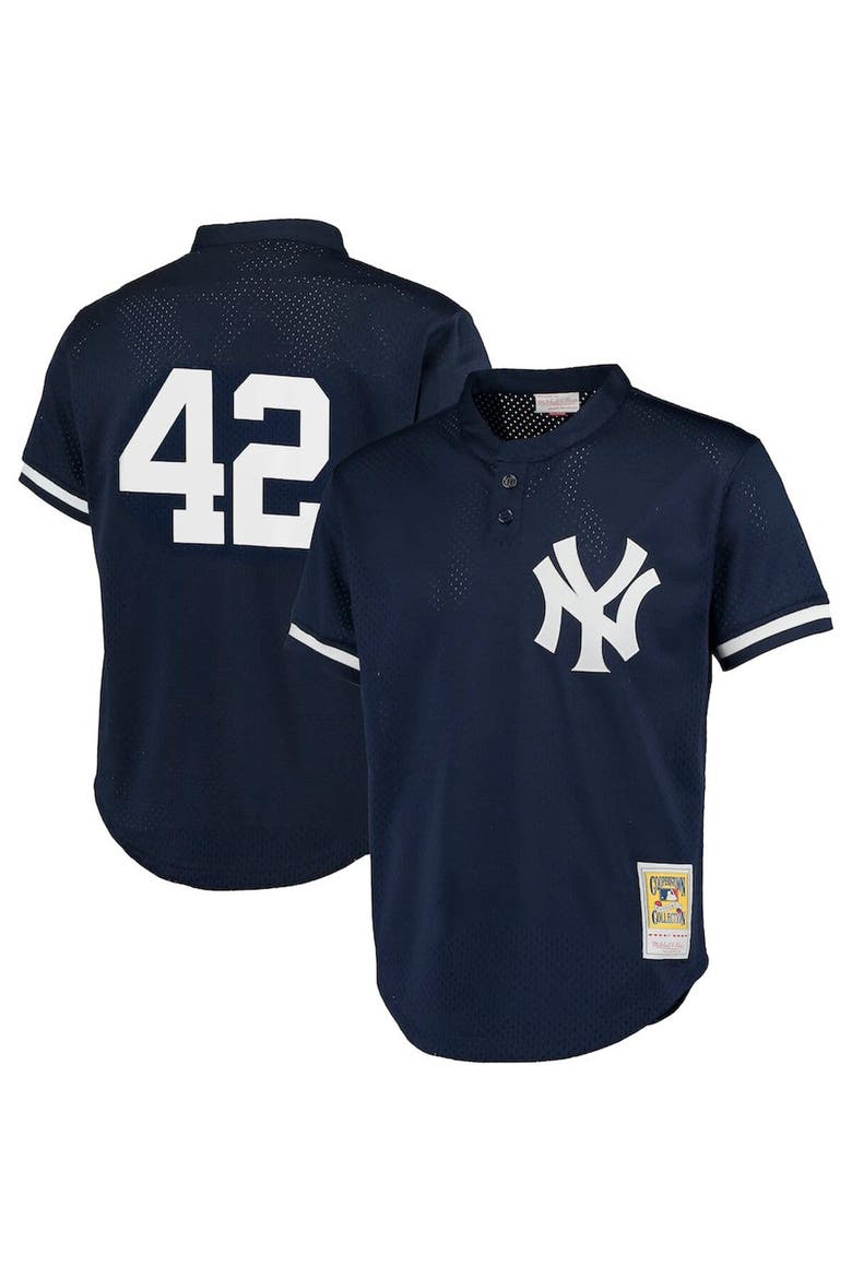 Men's Mitchell & Ness Mariano Rivera Navy New York Yankees Cooperstown Collection Big & Tall Mesh Batting Practice Jersey, Main, color, Navy