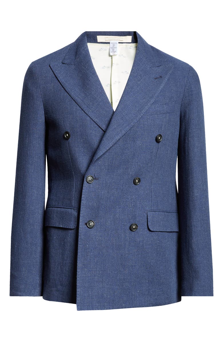 Massimo Alba Monster Double Breasted Linen & Virgin Wool Blend Sport Coat, Alternate, color, Blu