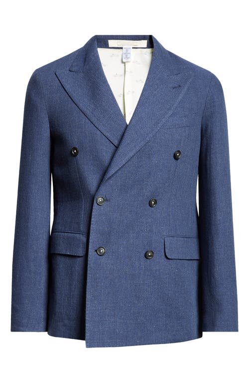Massimo Alba Monster Double Breasted Linen & Virgin Wool Blend Sport Coat In Blu
