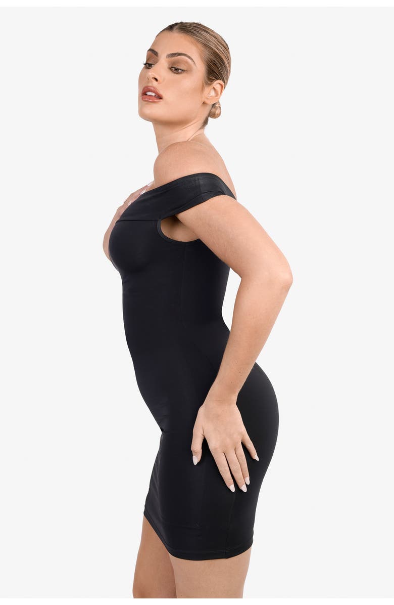 Popilush Shapewear Off-the-Shoulder Bodycon Mini Dress, Alternate, color, Classic Black