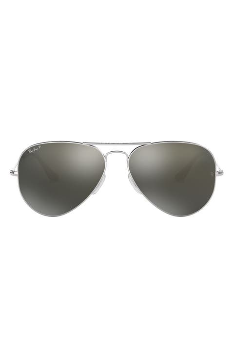 Standard Icons 58mm Mirrored Polarized Aviator Sunglasses