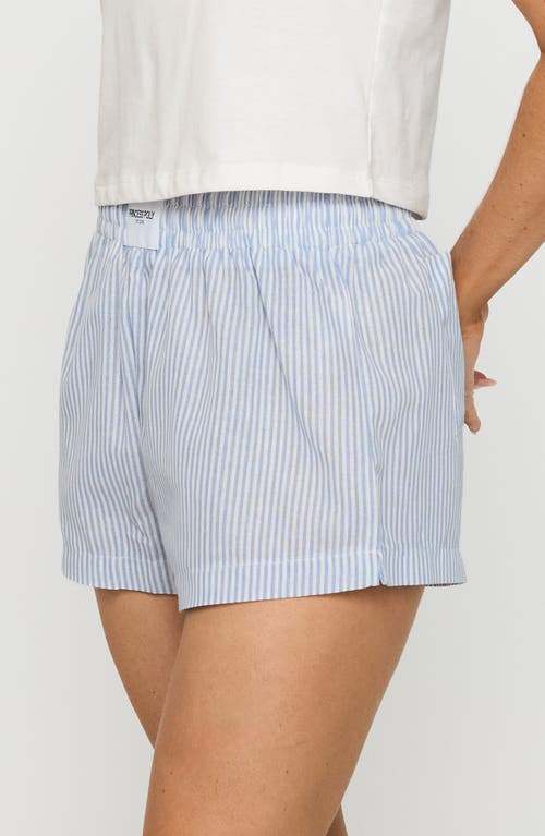 Princess Polly Sincar Stripe Cotton Blend Boxer Shorts In Blue