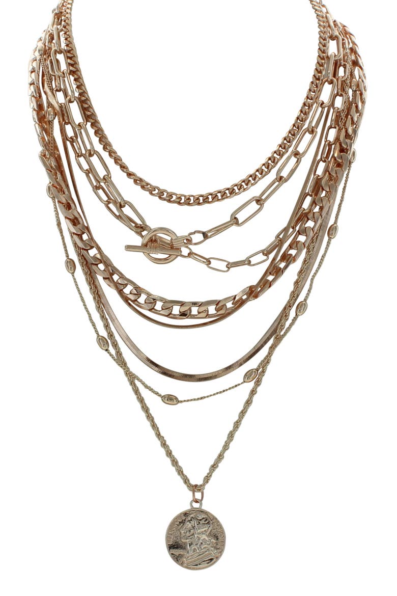 Lindsay Layered Necklace, Main, color, ROSE GOLD