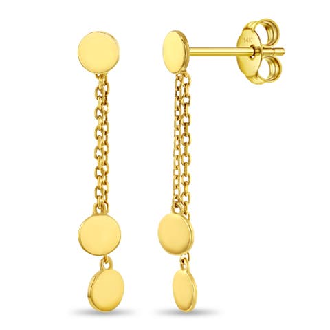 14k Coin Dangle Girl Earrings