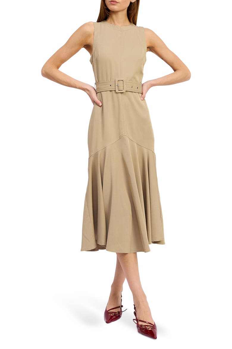 Autumn Belted Midi Dress, Main, color, KHAKI