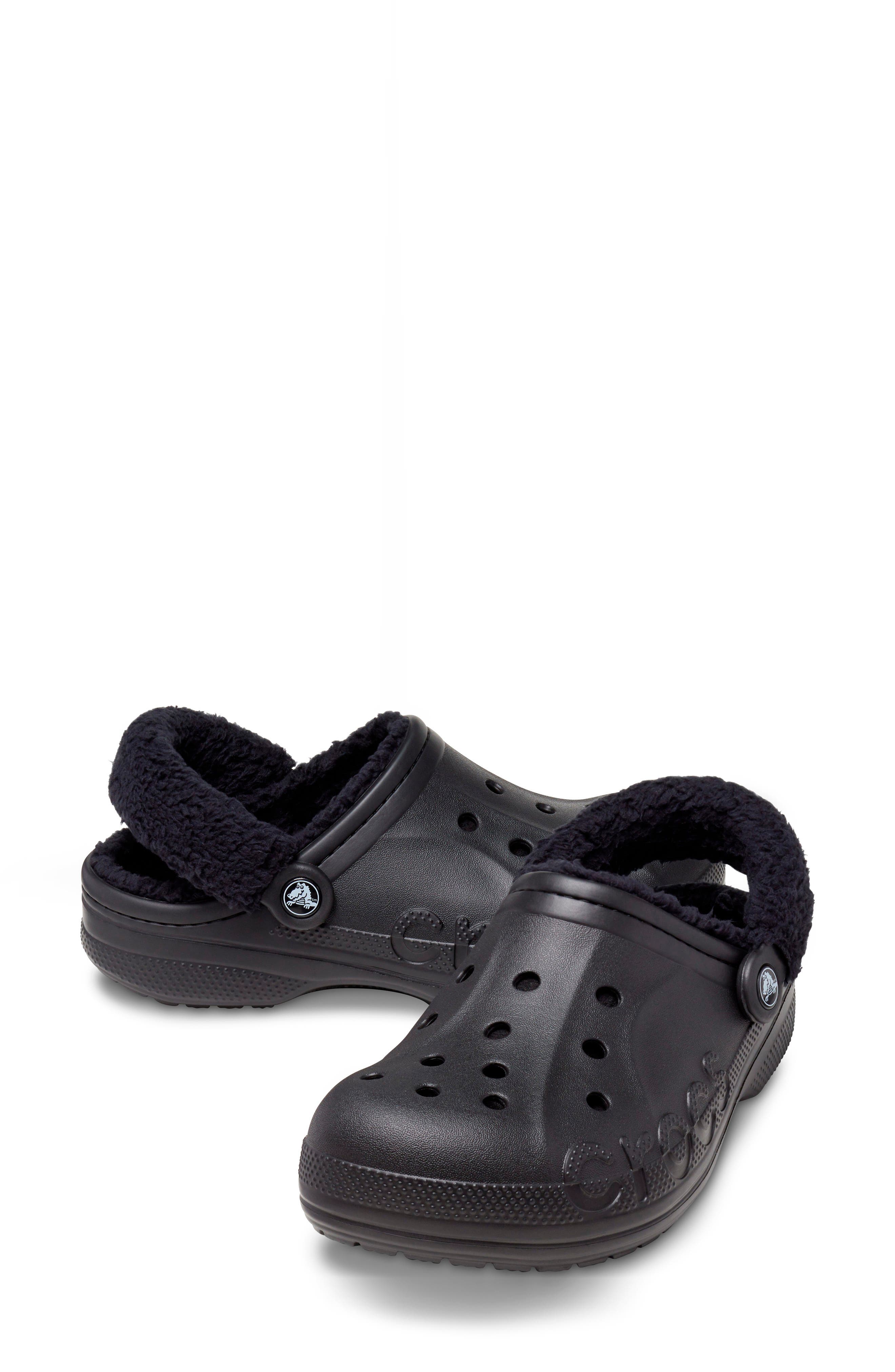 CROCS Baya Faux Fur Lined Clog, Alternate, color, Black