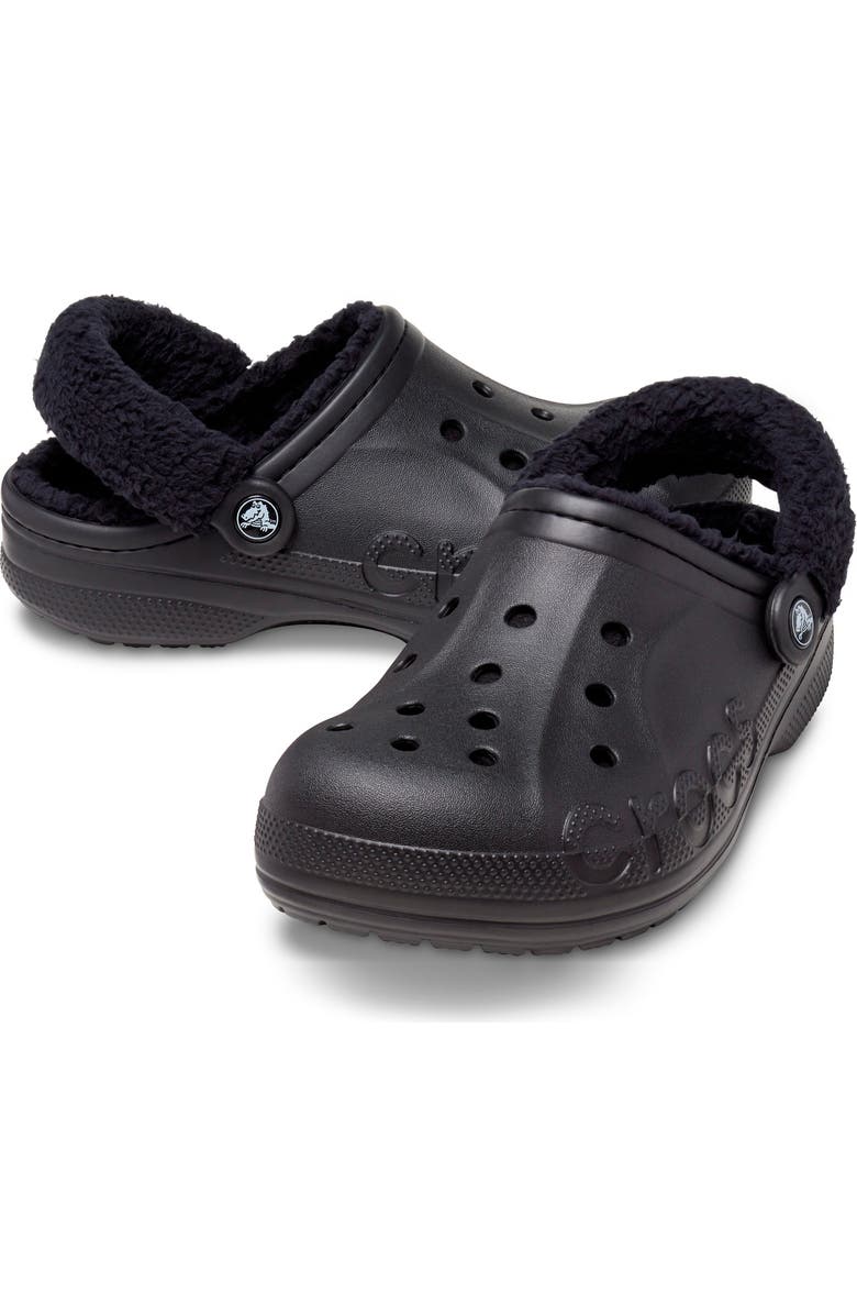 CROCS Baya Faux Fur Lined Clog, Alternate, color, Black