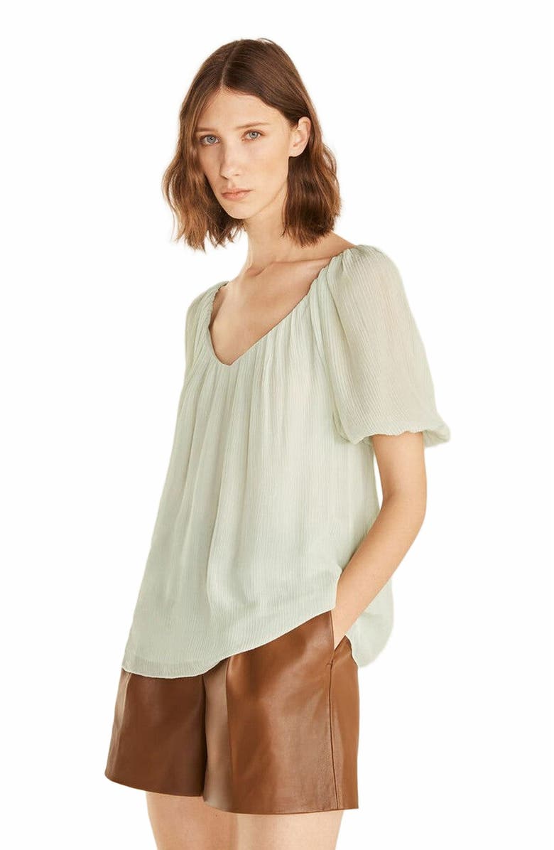 Rebecca Taylor Puff Sleeve Top, Alternate, color, Aloe