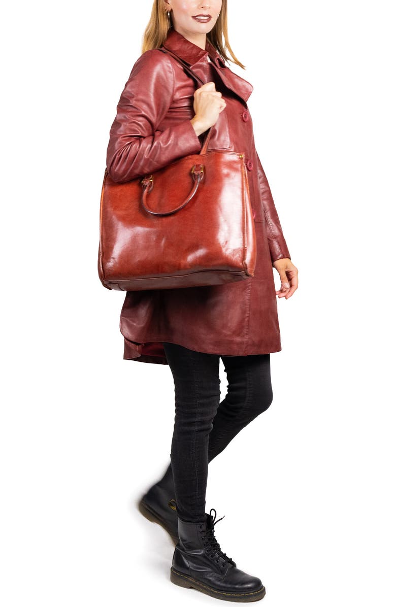 OLD TREND Clivia Genuine Leather Structured Carryall Tote, Alternate, color, Brown