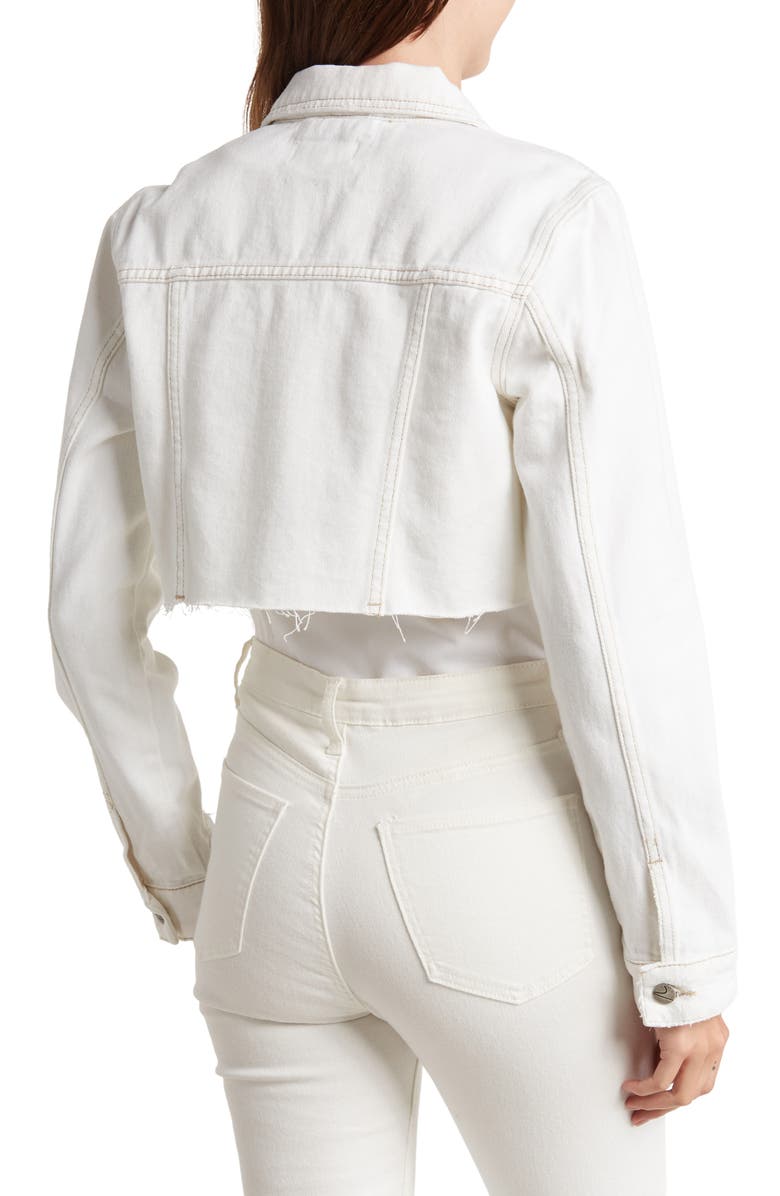 Vigoss White Raw Edge Denim Trucker Jacket, Alternate, color, 