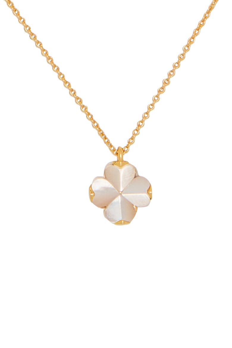 spade mother-of-pearl flower mini pendant necklace, Main, color, MOTHER OF PEARL