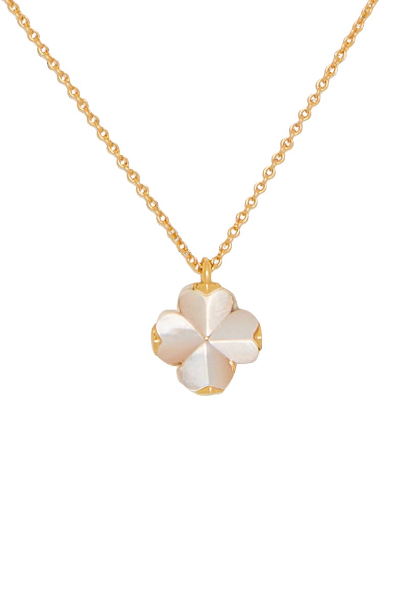 Kate Spade New York spade mother-of-pearl flower mini pendant necklace, Main, color, Mother Of Pearl