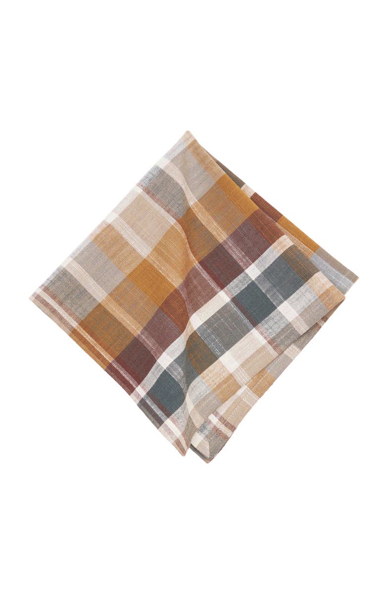 C&F Home Aspen Plaid Handwoven 100% Cotton Set of 6 Cloth Napkins, Alternate, color, Brown