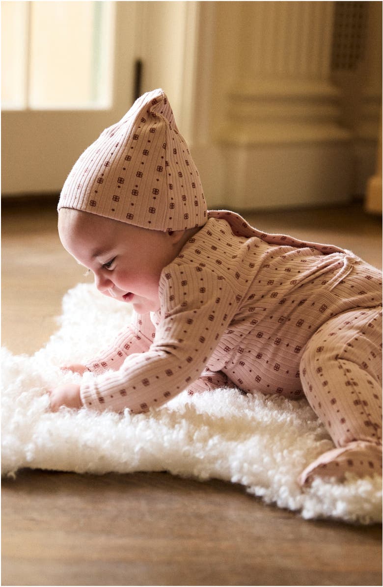 NoggiWear Printed Ribbed Beanie, Alternate, color, Pale Pink