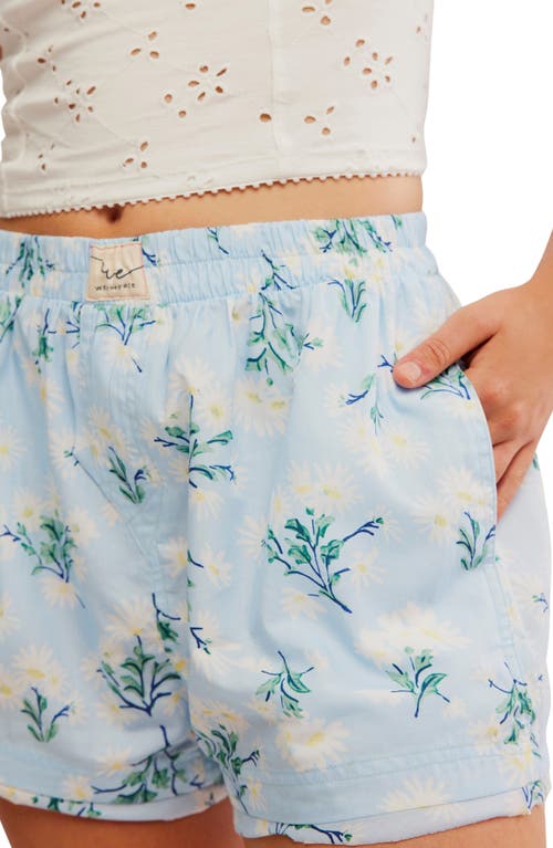 Free People Day To Day Floral Boxer Shorts In Chambray Combo