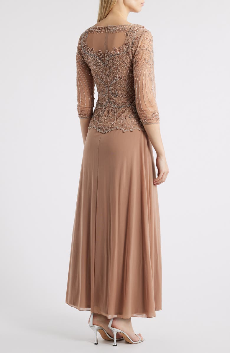 Pisarro Nights Pisaro Nights Beaded Mesh Mock Two-Piece Gown, Alternate, color, Dusty Rose 660